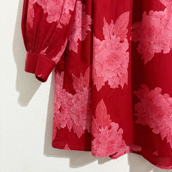 Mille Bonnie Long Puff Sleeve Mini Dress in Crimson Floral‎ - Picture 8 of 10